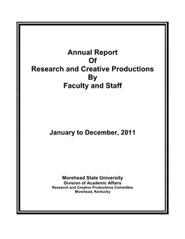 Annual Report of Research and Creative Productions by Faculty and Staff