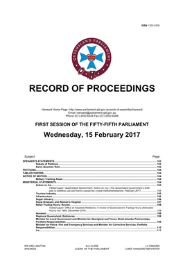 Record of Proceedings