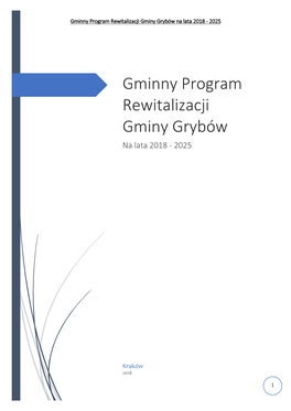 Gminny Program Rewitalizacji Gminy Grybów Na Lata 2018 - 2025