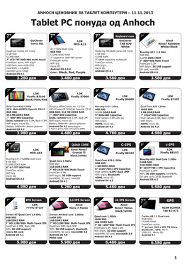 Tablet PC Понуда Од Anhoch