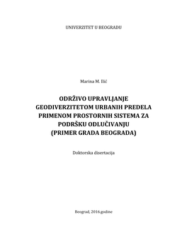 Primenom Prostornih Sistema Za Podršku Odlučivanju (Primer Grada Beograda)