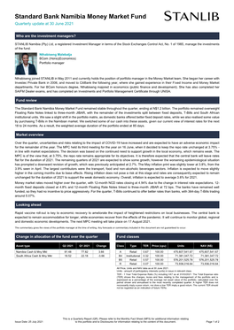 Standard Bank Namibia Money Market Fund