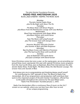 Radio Free Amsterdam 2020 Blues, Jazz & Reefer—Keeping the Music Alive