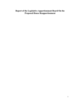 Report of the Legislative Apportionment Board on the Proposed House Reapportionment