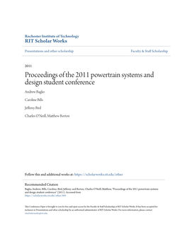 Proceedings of the 2011 Powertrain Systems and Design Student Conference Andrew Baglio