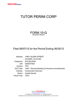 Tutor Perini Corp