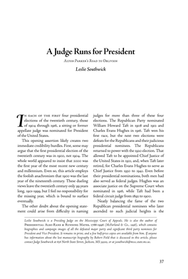 A Judge Runs for President Alton Parker’S Road to Oblivion Leslie Southwick