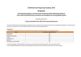 SUN Movement Reporting Template, 2017 Bangladesh