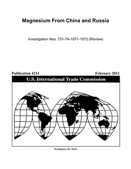 Magnesium from China and Russia