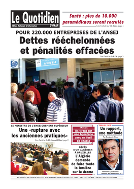 Pdf Le Quotidien D Oran Du 2021-01-25