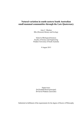 Long-Term Temporal Variation in South Eastern South Australian