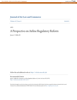 A Perspective on Airline Regulatory Reform James C