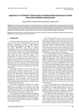 Application of a CFD Model in Determination of the Muzzle Blast Overpressure in Small Arms and Its Validation by Measurement