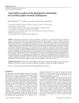 Total Evidence Analysis of the Phylogenetic Relationships of Lycosoidea Spiders (Araneae, Entelegynae)