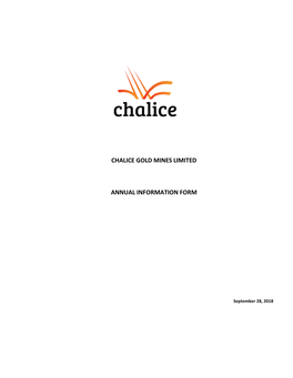 Chalice Gold Mines Limited Annual Information Form