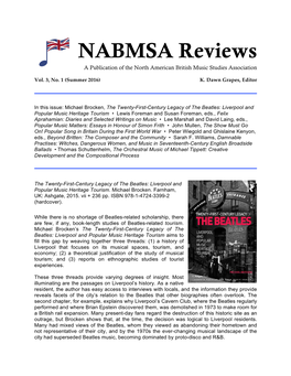 NABMSA Reviews a Publication of the North American British Music Studies Association