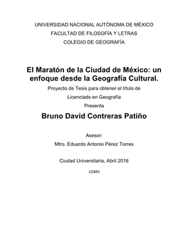 Tesis: El Maratón De La Ciudad De México