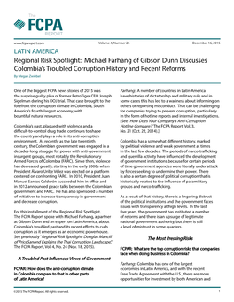 Michael Farhang of Gibson Dunn Discusses Colombia's Troubled