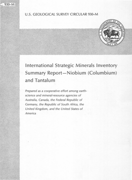 International Strategic Minerals Inventory Summary Report-Niobium (Columbium) and Tantalum