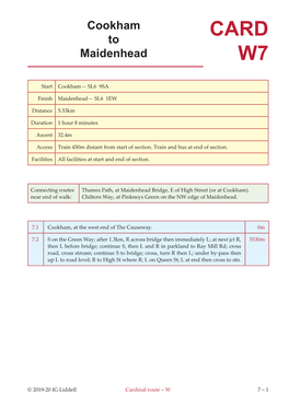 CARD W7 Cookham to Maidenhead