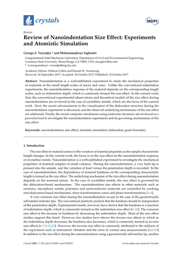 Review of Nanoindentation Size Effect: Experiments and Atomistic Simulation