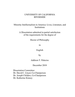 Lives, Literature, and Institutions a Dissertation Submi