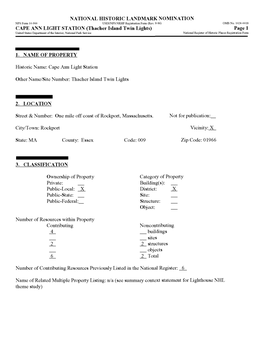 NATIONAL HISTORIC LANDMARK NOMINATION NPS Form 10-9 USDI/NPS NRHP Registration Form (Rev