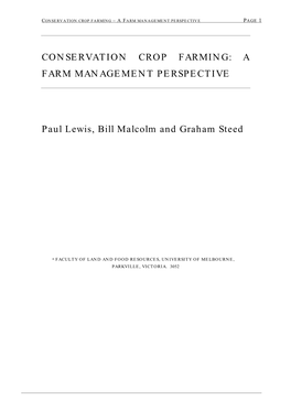 Conservation Crop Farming – a Farm Management Perspective Page 1