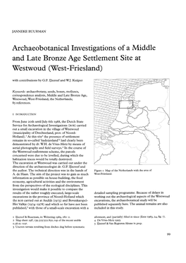 Archaeobotanical Investigations of a Middle and Late Bronze Age Settlement Site at Westwoud (West-Friesland) with Contributions by G.F