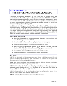 The History of Sonic the Hedgehog