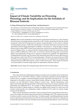 Impact of Climate Variability on Flowering Phenology and Its Implications for the Schedule of Blossom Festivals