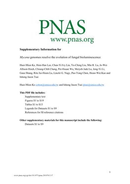 Supplementary Information for Mycena Genomes Resolve the Evolution of Fungal Bioluminescence