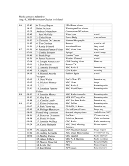 Media Contacts Related to Aug.-5, 2010 Petermann Glacier Ice Island 0