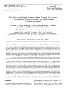 Reactivation of Paleozoic Structures During Cenozoic Deformation in the Cordón Del Plata and Southern Precordillera Ranges (Mendoza, Argentina)