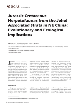 Jurassic-Cretaceous Herpetofaunas from the Jehol Associated Strata in NE China: Evolutionary and Ecological Implications