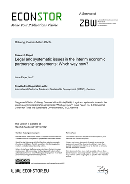 Legal and Systematic Issues in the Interim Economic Partnership Agreements: Which Way Now?