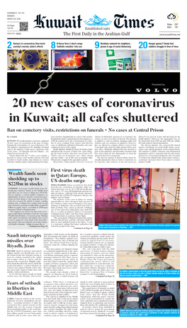 20 New Cases of Coronavirus in Kuwait; All Cafes Shuttered