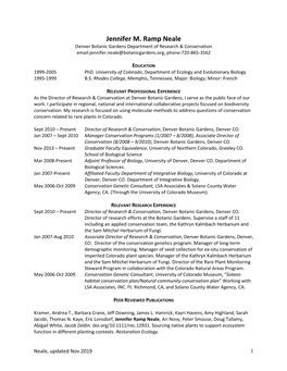 Jennifer M. Ramp Neale Denver Botanic Gardens Department of Research & Conservation Email:Jennifer.Neale@Botanicgardens.Org, Phone:720-865-3562