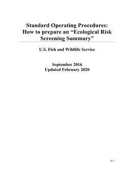 Standard Operating Procedures: How to Prepare an “Ecological Risk Screening Summary”