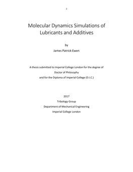 Molecular Dynamics Simulations of Lubricants and Additives