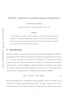 Geodesic Congruence in Quantum Improved Spacetimes