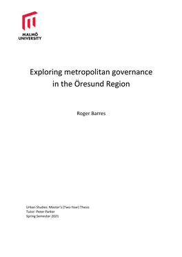 Exploring Metropolitan Governance in the Öresund Region