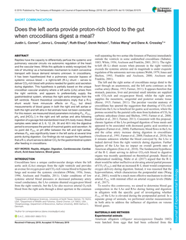 Does the Left Aorta Provide Proton-Rich Blood to the Gut When Crocodilians Digest a Meal? Justin L