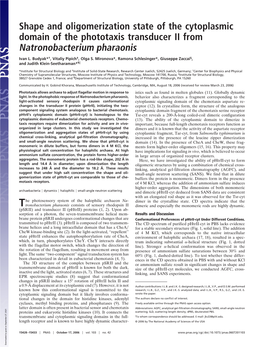 Shape and Oligomerization State of the Cytoplasmic Domain of the Phototaxis Transducer II from Natronobacterium Pharaonis