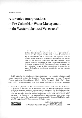 Alternative Interpretations of Pre-Columbian Water Management in the Western Llanos of Venezuela*