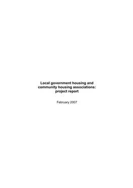 Local Government Housing and Community Housing Associations: Project Report