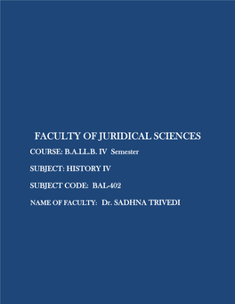 Faculty of Juridical Sciences Course: B.A.Ll.B