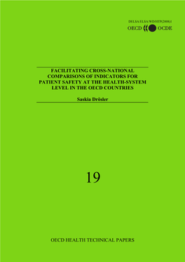 Facilitating Cross-National Comparisons of Indicators for Patient Safety at the Health-System Level in the Oecd Countries