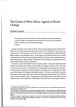 The Griots of West Africa: Agents of Social Change