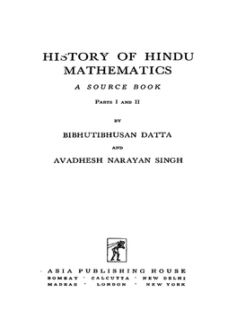 Jtor Y of HINDU MATHEMATICS